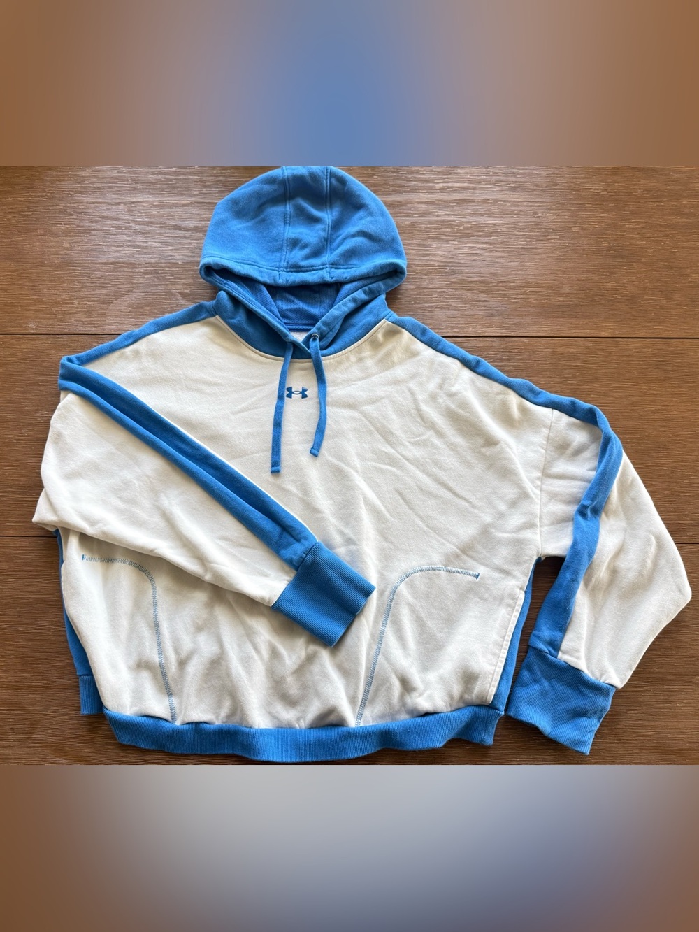 Women's Under Armuor Oversized Hoodie - White and Blue Trim